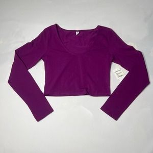 BP Purple Phlox Long Sleeve Scoop neck Crop Top M
